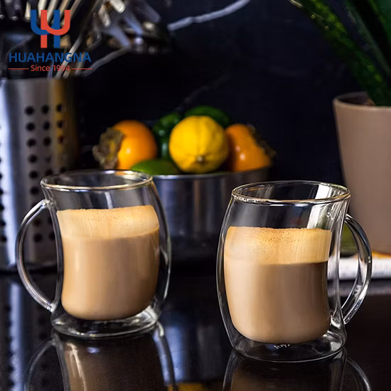 280ml High Quality High Borosilicate Colored Double Wall Glass Coffee Cup Milk Cup Translucent Glass Transparent Glass Cup Coffee Mug