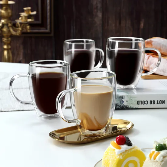 280ml High Quality High Borosilicate Colored Double Wall Glass Coffee Cup Milk Cup Translucent Glass Transparent Glass Cup Coffee Mug