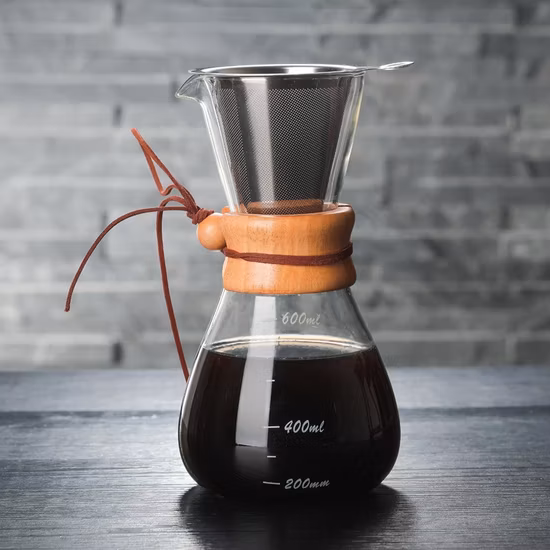 500ml Wooden Collar Glass Sharing Pot Tea Pot Coffee Server