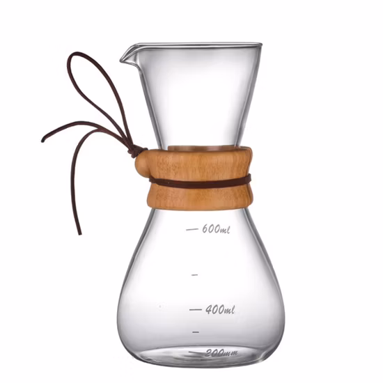 500ml Wooden Collar Glass Sharing Pot Tea Pot Coffee Server