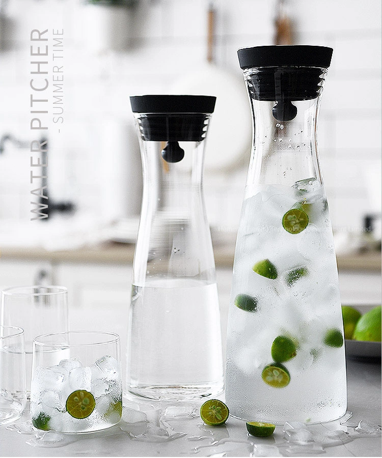 1.8L Borosilicate Glass Pictcher Glass Water Jug, Glass Drinking Pitcher with Silicone Lid