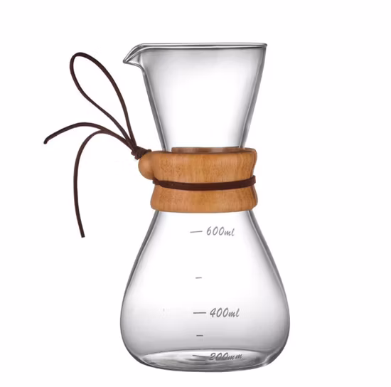500ml 나무 고리 유리 공유 냄비 차 주전자 커피 서버